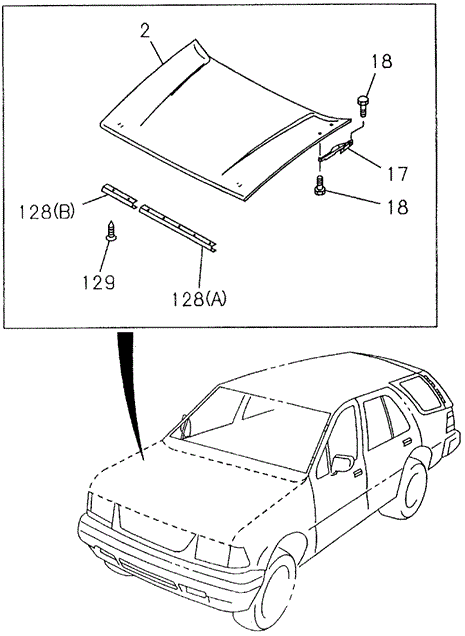 BODY / AIR CONDITIONING/HOOD for 1996 Honda PASSPORT #1