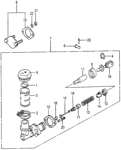 CHASSIS/MT CLUTCH MASTER CYLINDER for 1981 Honda ACCORD SEDAN #1