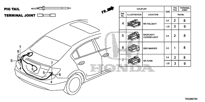 ELECTRICAL / EXHAUST / HEATER / FUEL/ELECTRICAL CONNECTORS (RR.) for 2012 Honda CIVIC SEDAN #1