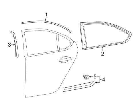 LS460 EXTERIOR TRIM - REAR DOOR