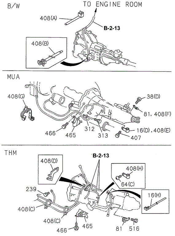 ELECTRICAL / EXHAUST / HEATER / FUEL/WIRING HARNESS CLIPS (TRANSMISSION) for 1997 Honda PASSPORT #1