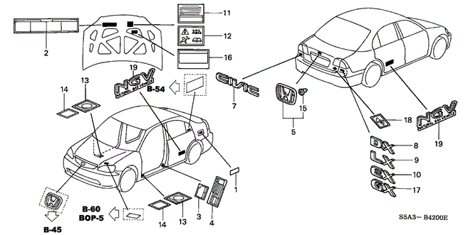 INTERIOR / BUMPER/EMBLEMS - CAUTION LABELS for 2003 Honda CIVIC SEDAN #1