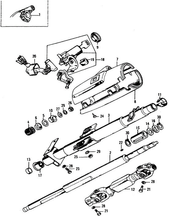 CHASSIS/STEERING COLUMN for 1975 Honda CIVIC 1200 HATCHBACK #1