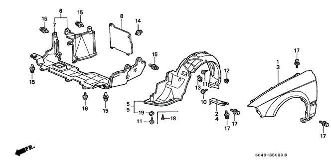 BODY / AIR CONDITIONING/FRONT FENDER for 1997 Honda CIVIC SEDAN #1