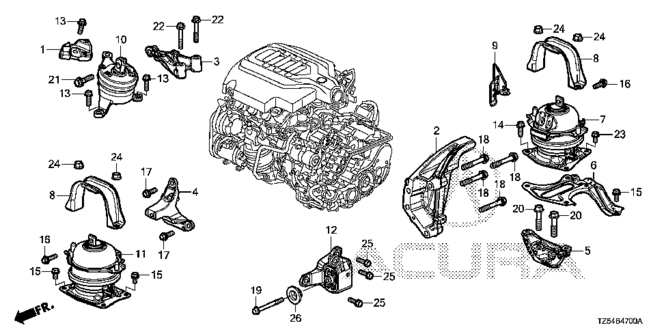 BODY / AIR CONDITIONING/ENGINE MOUNTS for 2014 Acura MDX #1