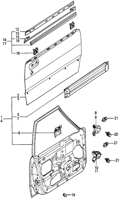 BODY / AIR CONDITIONING/FRONT DOOR PANELS for 1979 Honda ACCORD SEDAN #1
