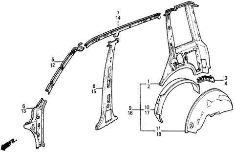 BODY / AIR CONDITIONING/INNER PANEL for 1987 Honda CIVIC 5-DOOR #1