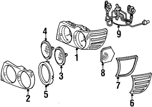 380SL HEADLAMP COMPONENTS