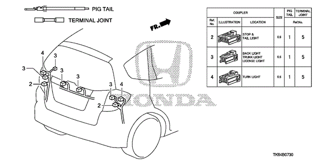 ELECTRICAL / EXHAUST / HEATER / FUEL/ELECTRICAL CONNECTORS (RR.) for 2009 Honda FIT #1