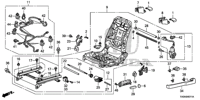 ACCORD SEDAN FRONT SEAT COMPONENTS (L.) (FULL POWER SEAT) (1)