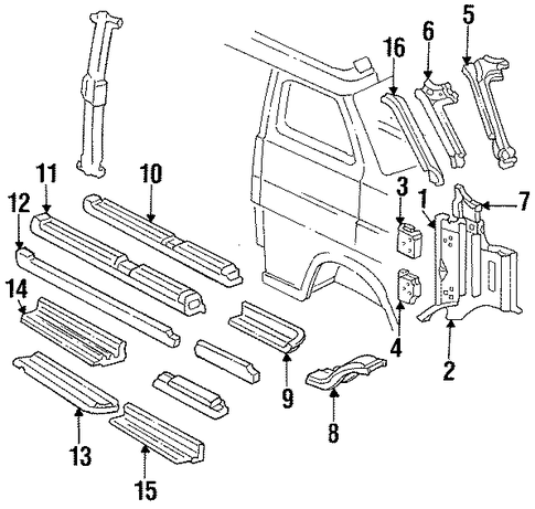 E-250 Econoline Club Wagon EXTERIOR TRIM - PILLARS