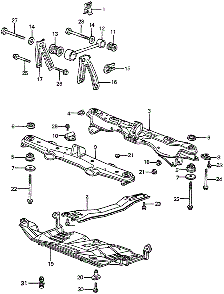 BODY / AIR CONDITIONING/TORQUE ROD - FRONT BEAM for 1983 Honda ACCORD SEDAN #1