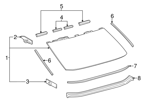 LS460 GLASS & HARDWARE - BACK