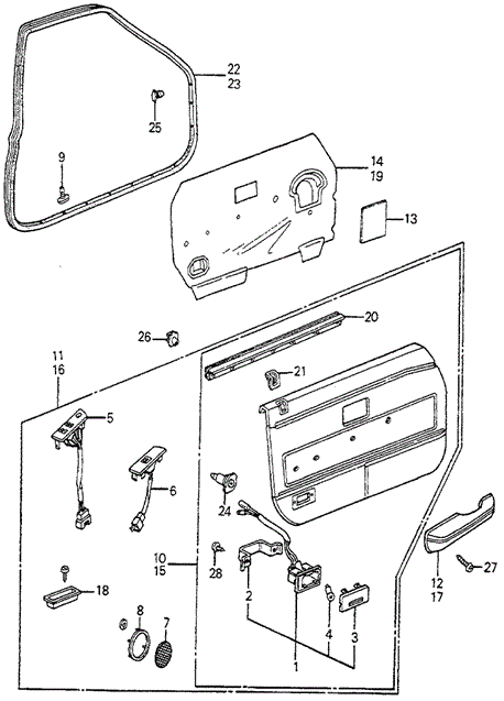 INTERIOR / BUMPER/FRONT DOOR LINING 4DR for 1982 Honda ACCORD SEDAN #1