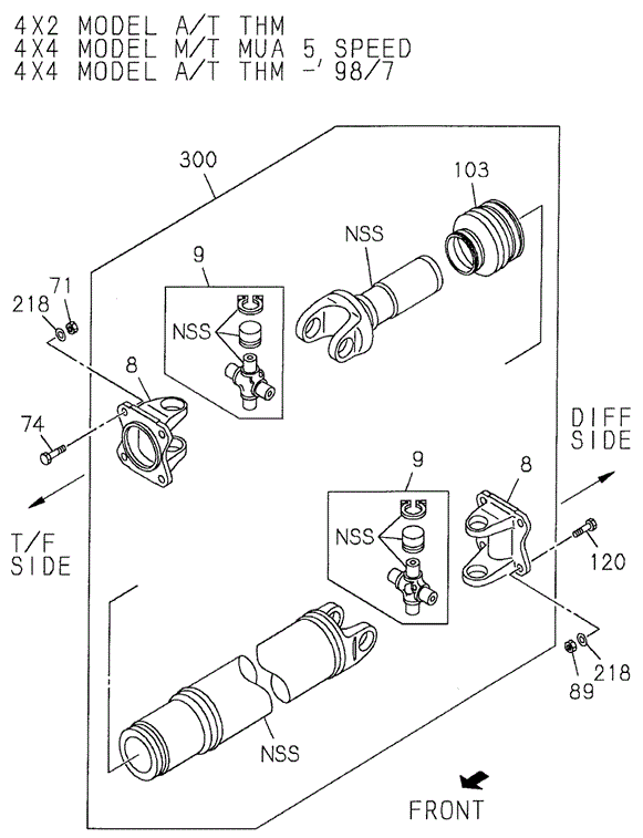 CHASSIS/PROPELLER SHAFT (RR.) (2) for 1999 Honda PASSPORT #1