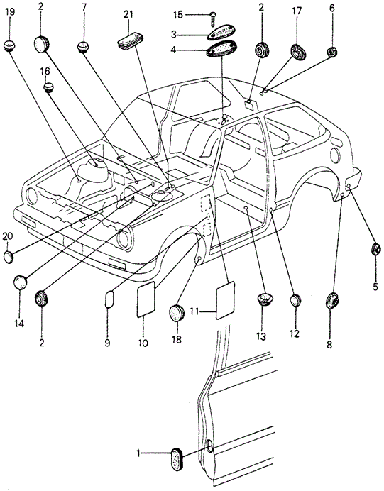 INTERIOR / BUMPER/GROMMET - PLUG for 1982 Honda CIVIC HATCHBACK #1
