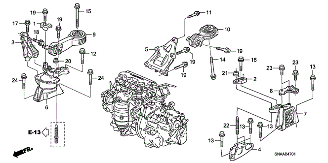 BODY / AIR CONDITIONING/ENGINE MOUNTS (AT) for 2009 Honda CIVIC SEDAN #1