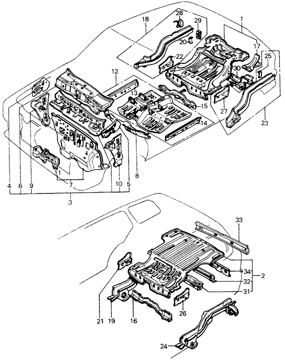 BODY / AIR CONDITIONING/BODY STRUCTURE - FLOOR PANEL for 1980 Honda CIVIC HATCHBACK #1