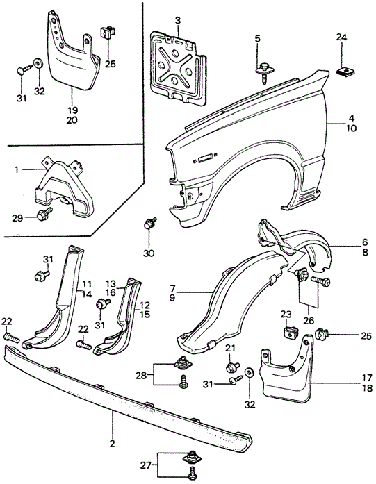 BODY / AIR CONDITIONING/FRONT FENDER for 1981 Honda CIVIC HATCHBACK #1