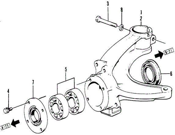 CHASSIS/STEERING KNUCKLE for 1975 Honda CIVIC 1200 HATCHBACK #1