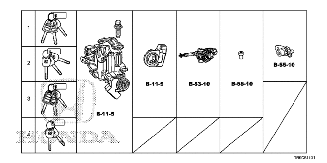 CIVIC SEDAN KEY CYLINDER SET