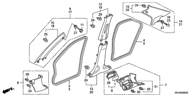 TSX SEDAN PILLAR GARNISH