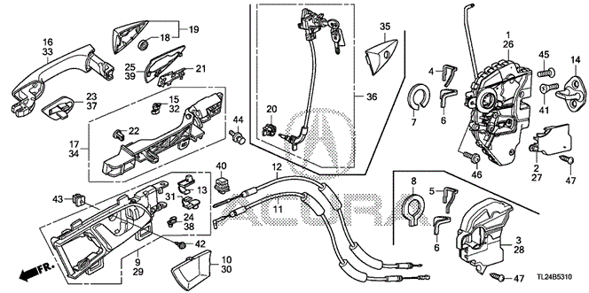 TSX SEDAN FRONT DOOR LOCKS - OUTER HANDLE