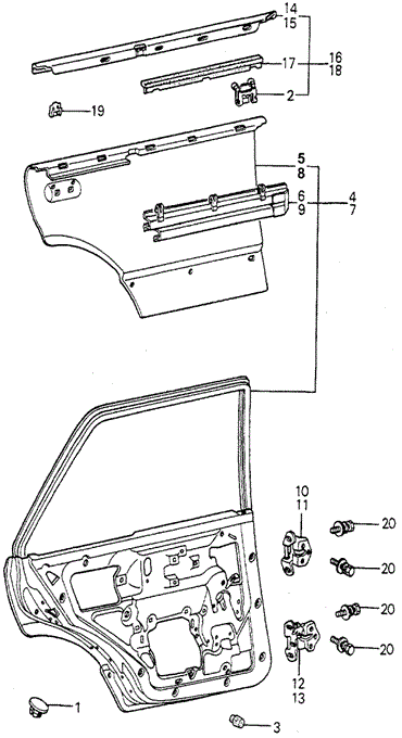 BODY / AIR CONDITIONING/REAR DOOR PANELS for 1981 Honda ACCORD SEDAN #1