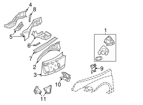 PT Cruiser STRUCTURAL COMPONENTS & RAILS