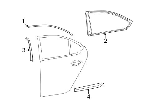 LS460 EXTERIOR TRIM - REAR DOOR