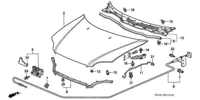BODY / AIR CONDITIONING/HOOD for 1997 Honda CIVIC SEDAN #1