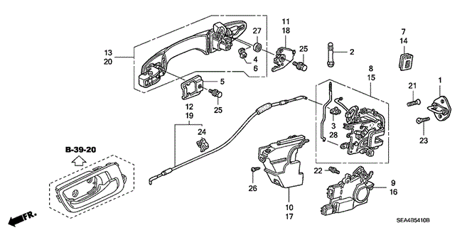 TSX SEDAN REAR DOOR LOCKS - OUTER HANDLE