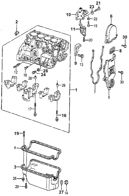ENGINE/CYLINDER BLOCK - OIL PAN for 1982 Honda ACCORD SEDAN #1
