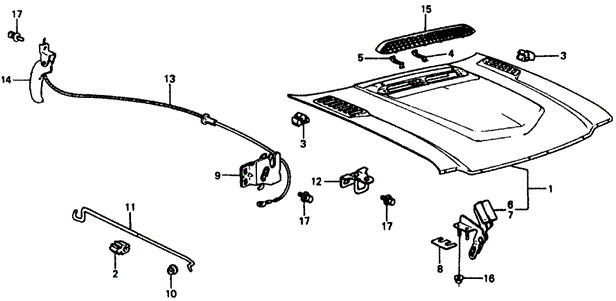 1978 Honda CIVIC 1200 COUPE LOCK ASSY., HOOD - (63510634671) 1978 Honda CIVIC 1200 COUPE LOCK ASSY., HOOD - (63510634671)