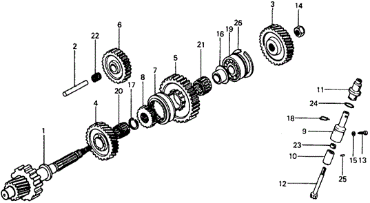 TRANSMISSION - HONDAMATIC/HMT COUNTERSHAFT for 1979 Honda CIVIC 1200 HATCHBACK #1