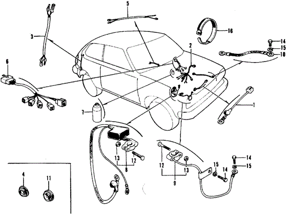ELECTRICAL / EXHAUST / HEATER / FUEL/SUB WIRE HARNESS - BATTERY CABLE for 1973 Honda CIVIC 1200 COUPE #1