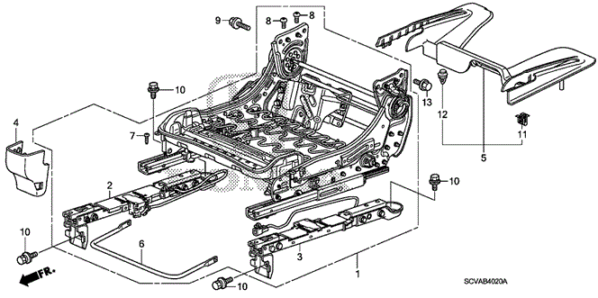 INTERIOR / BUMPER/FRONT SEAT COMPONENTS (R.) for 2010 Honda ELEMENT #1