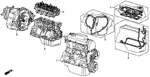 ENGINE/GASKET KIT - ENGINE ASSY. - TRANSMISSION ASSY. for 1986 Honda CRX #1