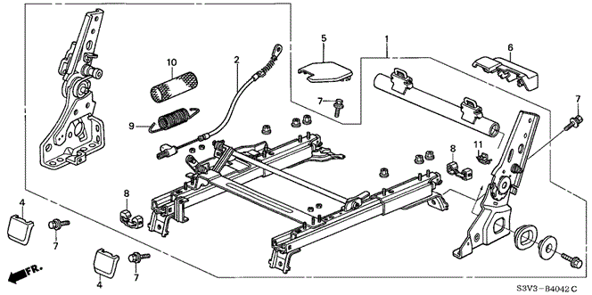 MDX MIDDLE SEAT COMPONENTS (R.) ('02-'03)