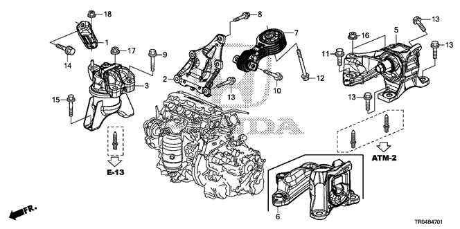 BODY / AIR CONDITIONING/ENGINE MOUNTS (AT) for 2012 Honda CIVIC SEDAN #1