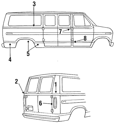 E-250 Econoline Club Wagon EXTERIOR TRIM - SIDE PANEL