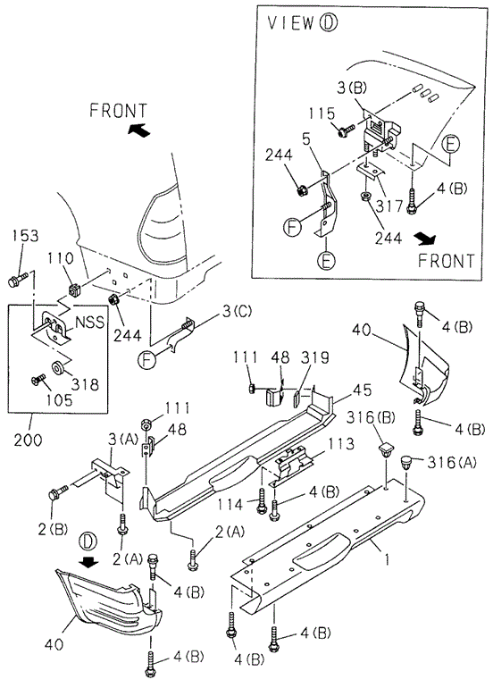 INTERIOR / BUMPER/REAR BUMPER (2) for 1999 Honda PASSPORT #1