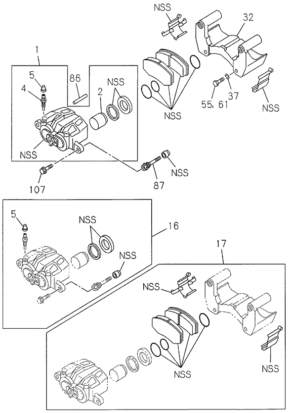 CHASSIS/FRONT DISK BRAKE CALIPER (2) for 1999 Honda PASSPORT #1