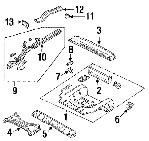 LHS REAR FLOOR & RAILS