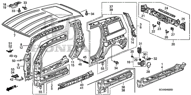 BODY / AIR CONDITIONING/OUTER PANEL - ROOF PANEL for 2009 Honda ELEMENT #1