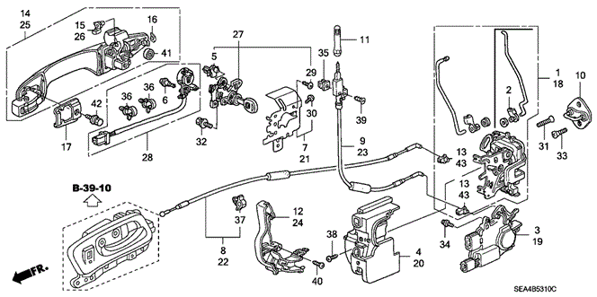 TSX SEDAN FRONT DOOR LOCKS - OUTER HANDLE