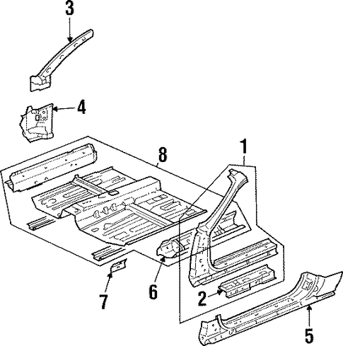 1993 Honda DEL SOL PANEL, R. SIDE SILL (DOT) - (04631SR2A90ZZ) 1993 Honda DEL SOL PANEL, R. SIDE SILL (DOT) - (04631SR2A90ZZ)
