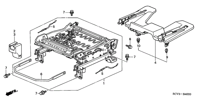 INTERIOR / BUMPER/FRONT SEAT COMPONENTS (R.) for 2003 Honda ELEMENT #1