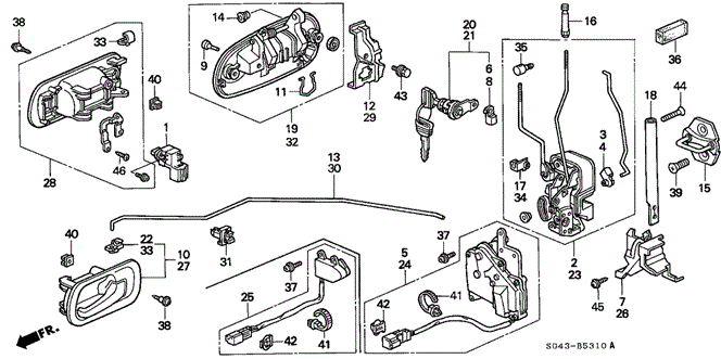 BODY / AIR CONDITIONING/FRONT DOOR LOCKS for 1996 Honda CIVIC SEDAN #1