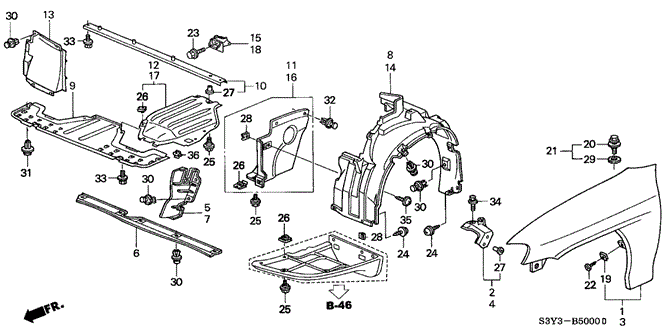 BODY / AIR CONDITIONING/FRONT FENDERS for 2002 Honda INSIGHT #1